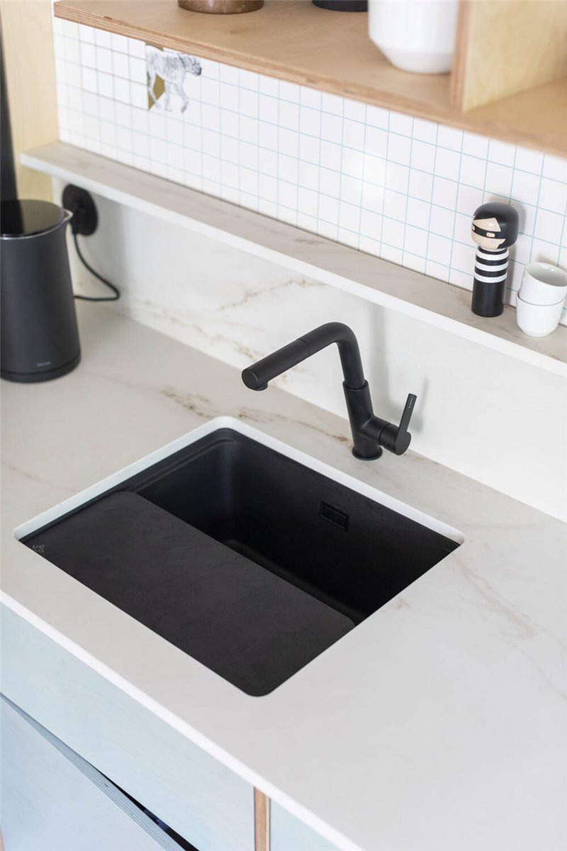 Deante Momi Granitspülbecken, 1-Becken Nero