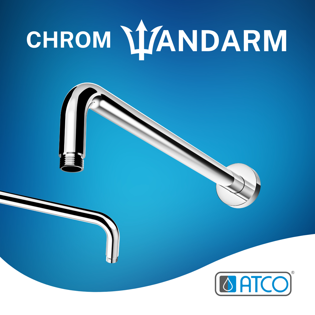 ATCO Brausearm WA01 Wandarm Kopfbrause Regenbrause Duschkopf Bad Dusche rund Chrom