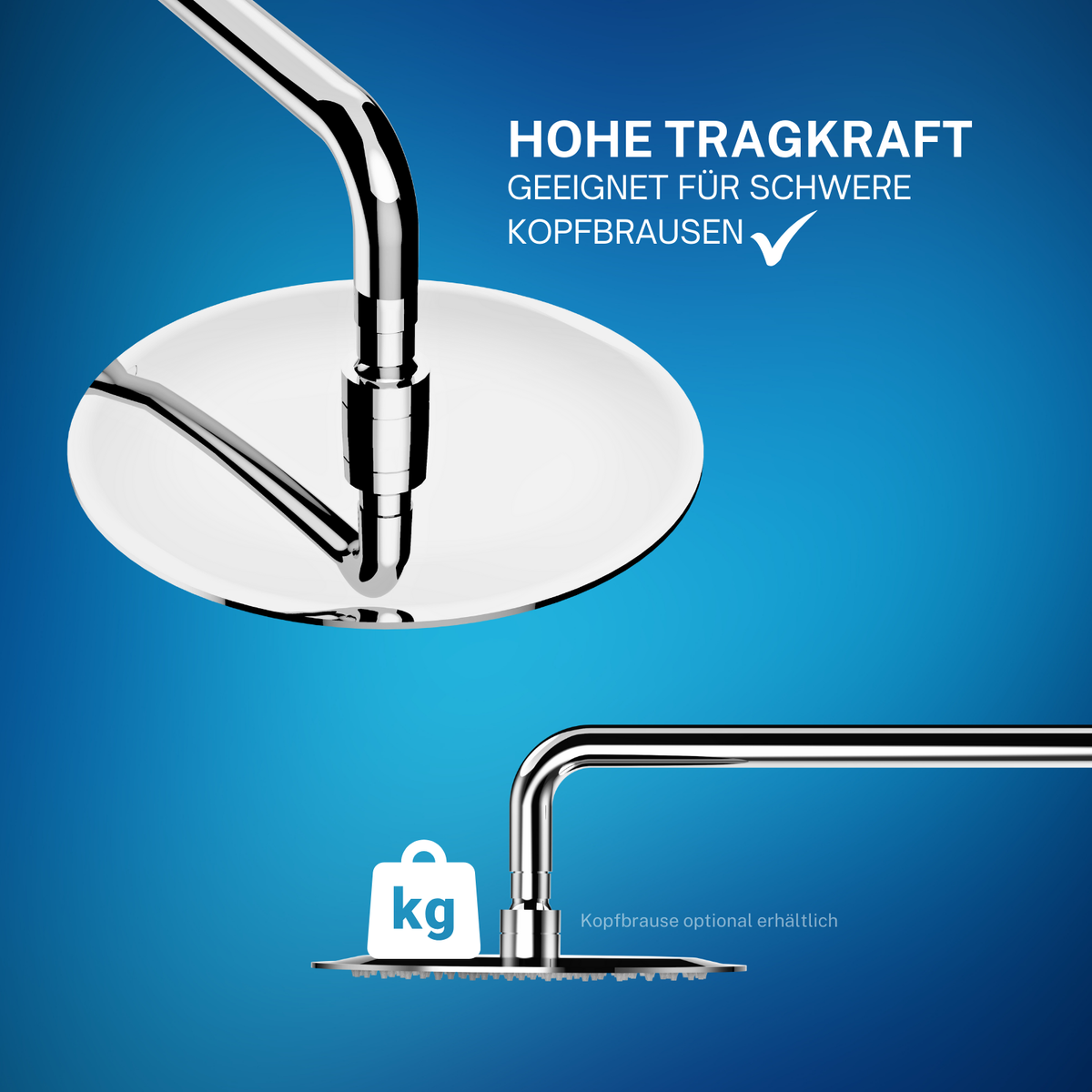 ATCO Brausearm WA01 Wandarm Kopfbrause Regenbrause Duschkopf Bad Dusche rund Chrom