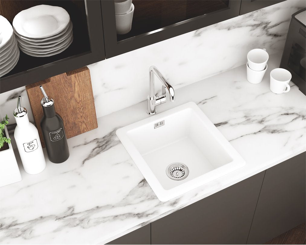 Deante Sabor Keramikspülbecken, 1-Becken bianco