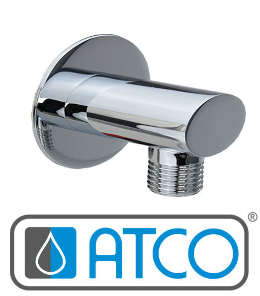 ATCO Design Wandbogen 90° Wandanschlussbogen ovale Ausführung Brauseschlauch Handbrause Messing Chro