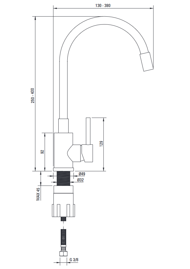 Deante Zorba Granitspülbecken mit Armatur, 1-Becken mit Abtropffläche Graphit