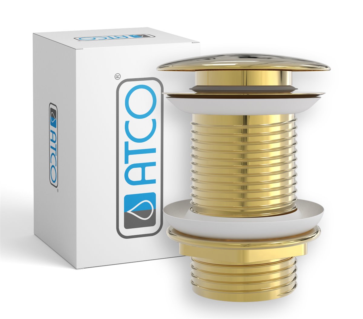 ATCO Pop-Up Ablaufventil Push-Up Ablaufgarnitur Waschbecken ohne Überlauf div. Farben