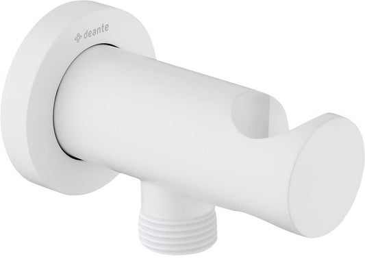 Deante Cascada Winkelanschluss, rund, mit Halter für Handbrause bianco
