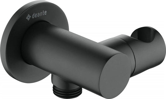 Deante Cascada Winkelanschluss, rund, mit Halter für Handbrause Nero