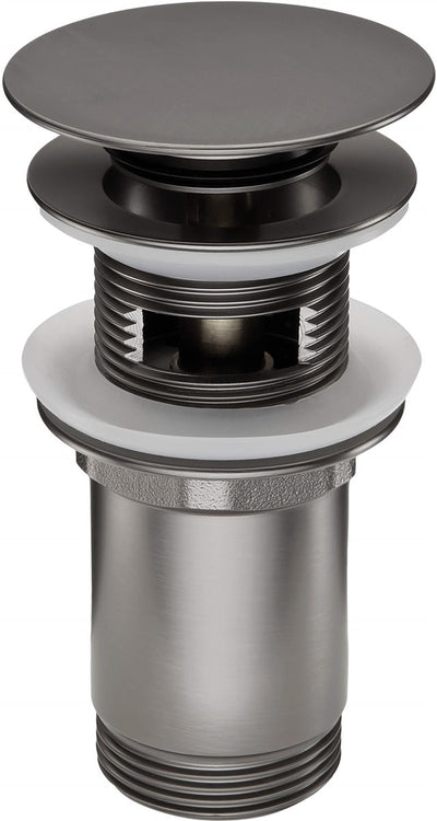 Deante Click-Clack Stöpsel für Waschbecken, oder Bidet, mit Hülse - universal Titanium