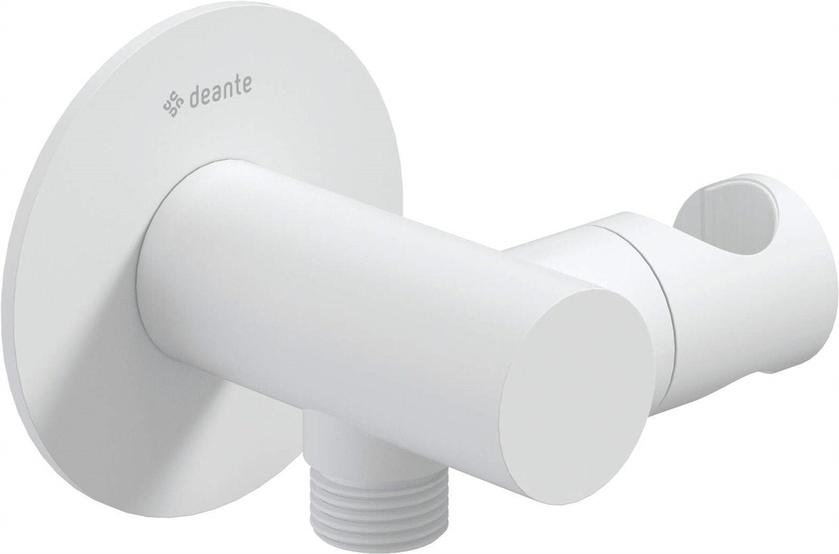Deante Silia Winkelanschluss, rund, mit Halter für Handbrause bianco