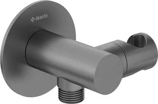 Deante Silia Winkelanschluss, rund, mit Halter für Handbrause Titanium