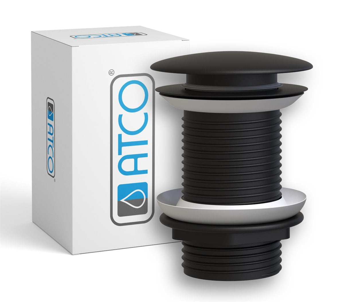 ATCO Pop-Up Ablaufventil Push-Up Ablaufgarnitur Waschbecken ohne Überlauf div. Farben