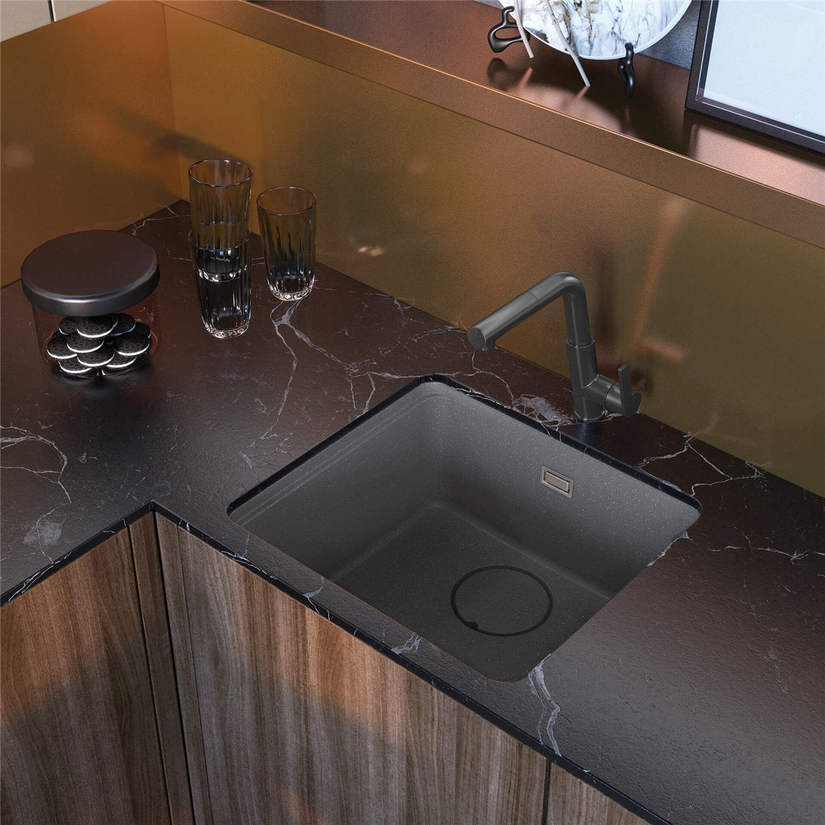 Deante Momi Granitspülbecken, 1-Becken Alabaster
