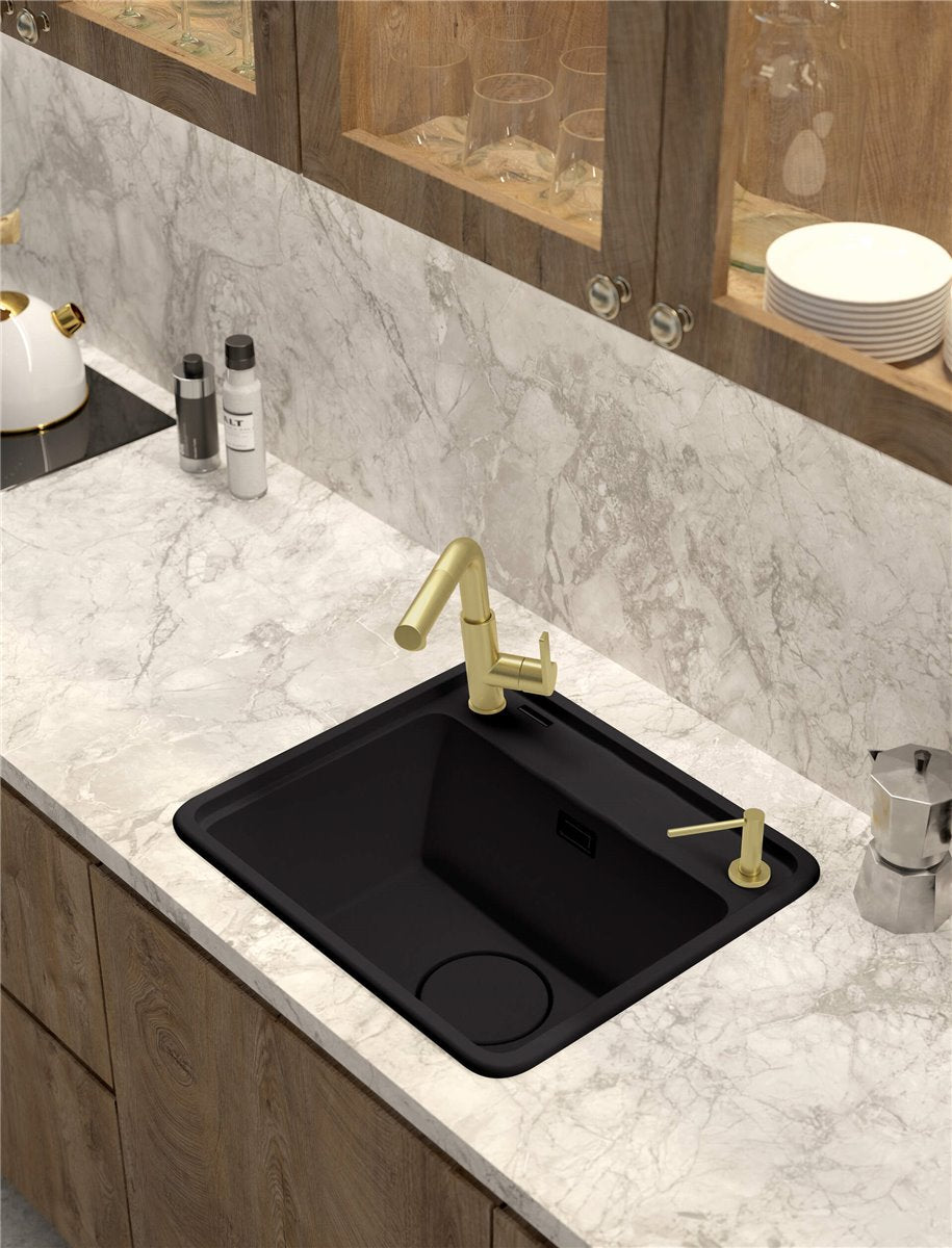 Deante Momi Granitspülbecken, 1-Becken Graphit Metallic