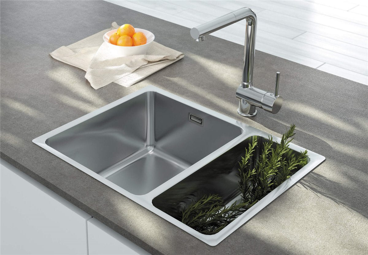 Deante Egeria Stahlspülbecken, 1.5 Becken, Unterbau Stahl gebürstet