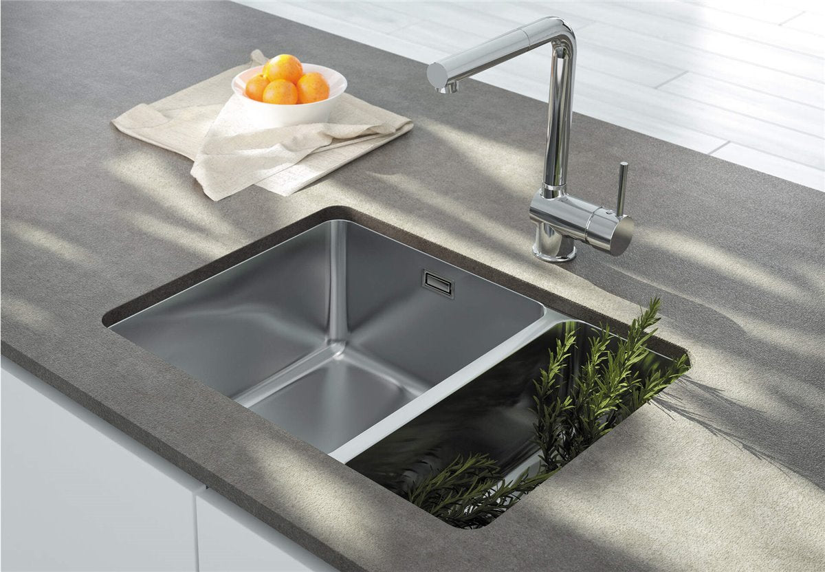Deante Egeria Stahlspülbecken, 1.5 Becken, Unterbau Stahl gebürstet