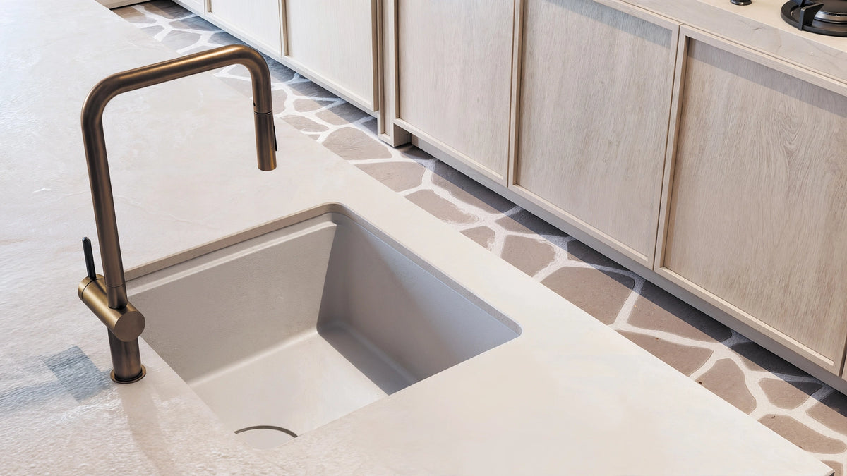 Deante Momi Granitspülbecken, 1-Becken Alabaster