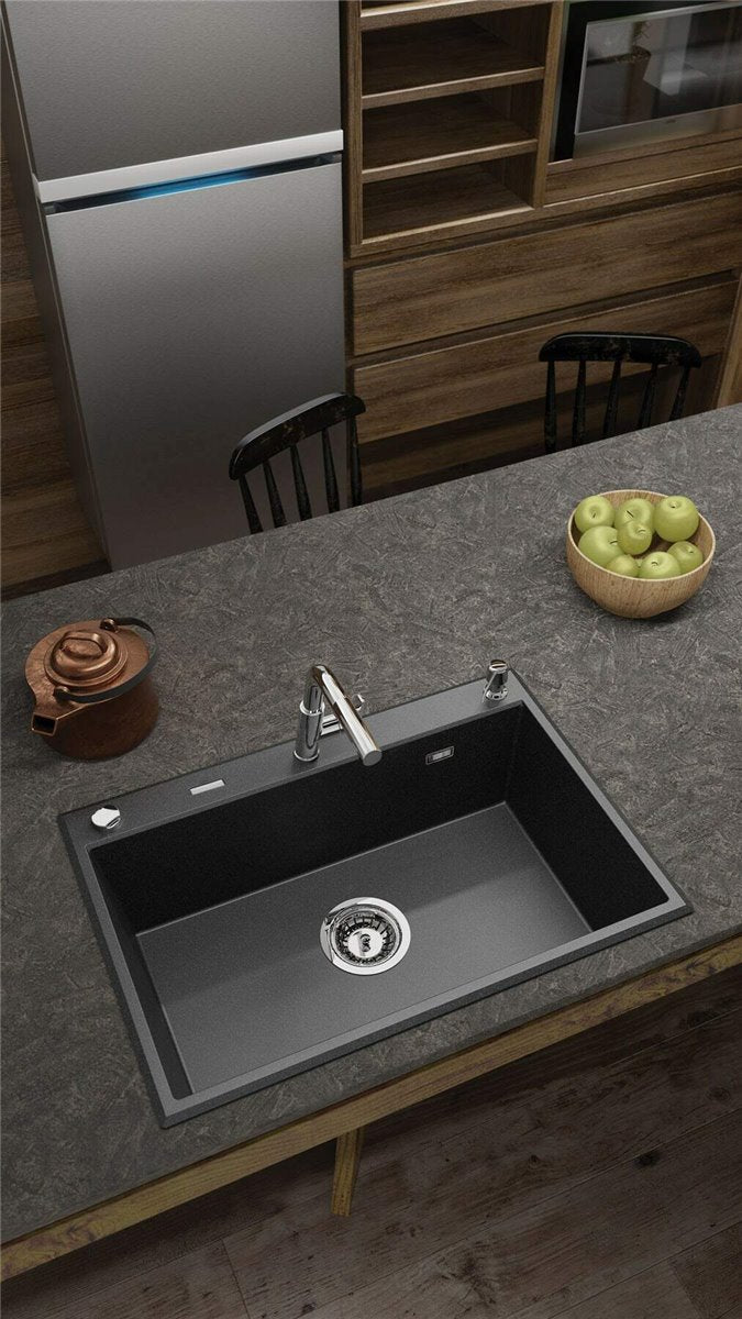Deante Eridan Granitspülbecken, 1-Becken Graphit Metallic