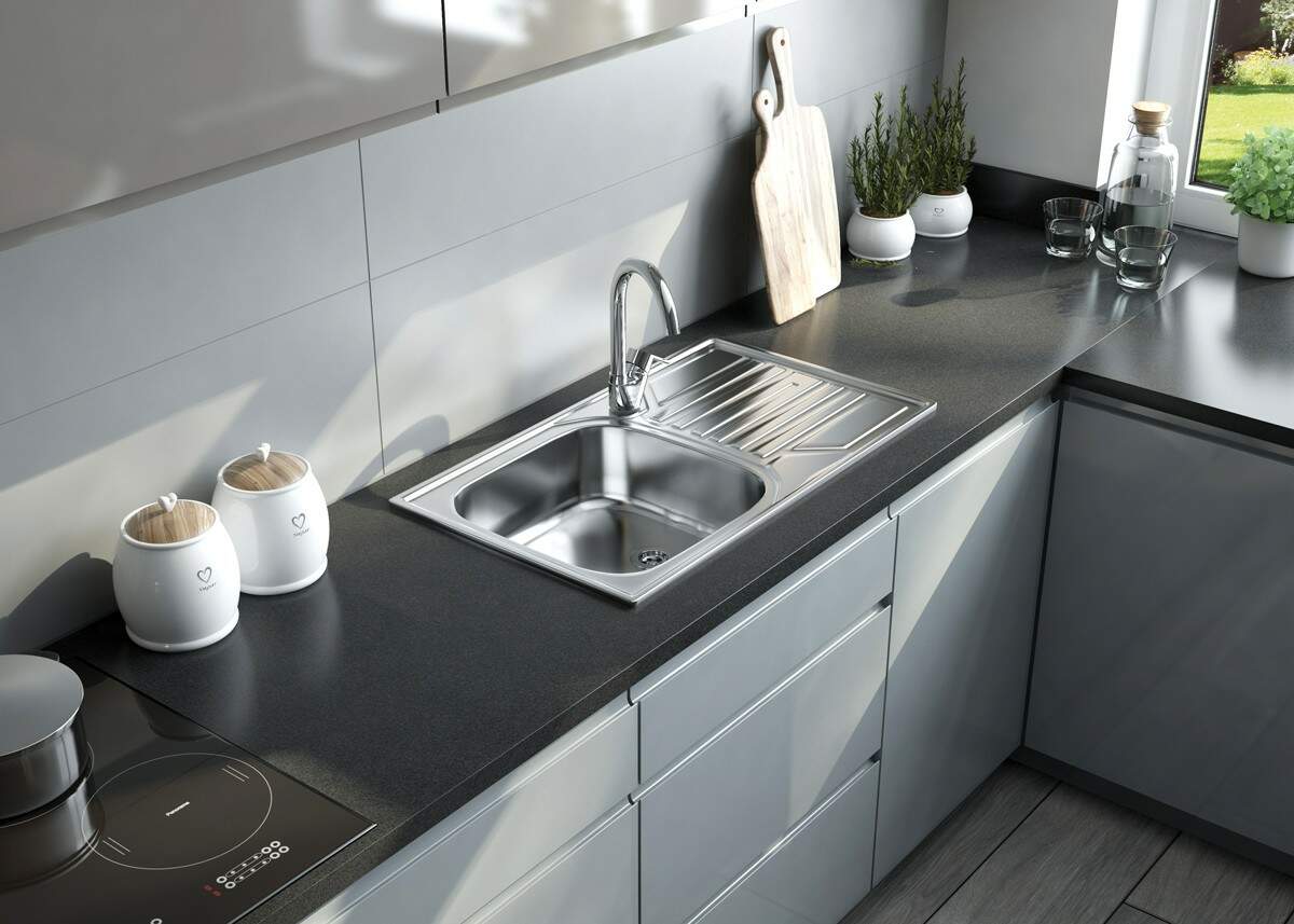 Deante Doppio Stahlspülbecken, 1-Becken Satin