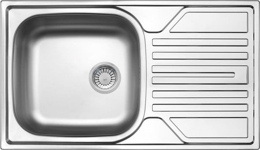 Deante Legato Stahlspülbecken, 1-Becken mit Abtropffläche - 3,5" Abfluss Satin