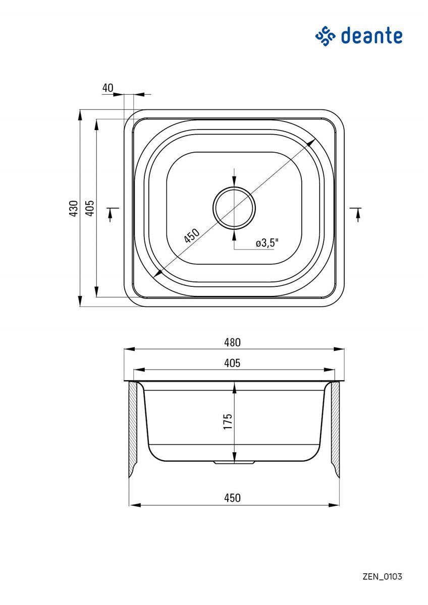 Deante Doppio Stahlspülbecken, 1-Becken Satin