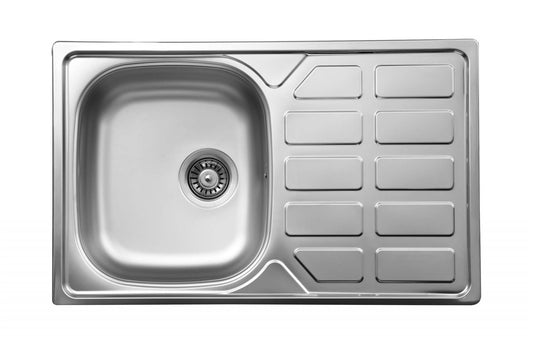 Deante Soul Stahlspülbecken, 1-Becken mit Abtropffläche Satin
