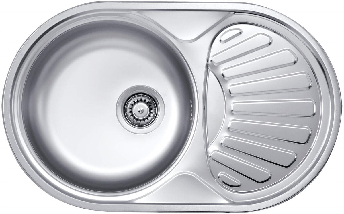 Deante Twist Stahlspülbecken, 1-Becken mit Abtropffläche Dekor