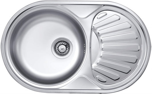 Deante Twist Stahlspülbecken, 1-Becken mit Abtropffläche Dekor