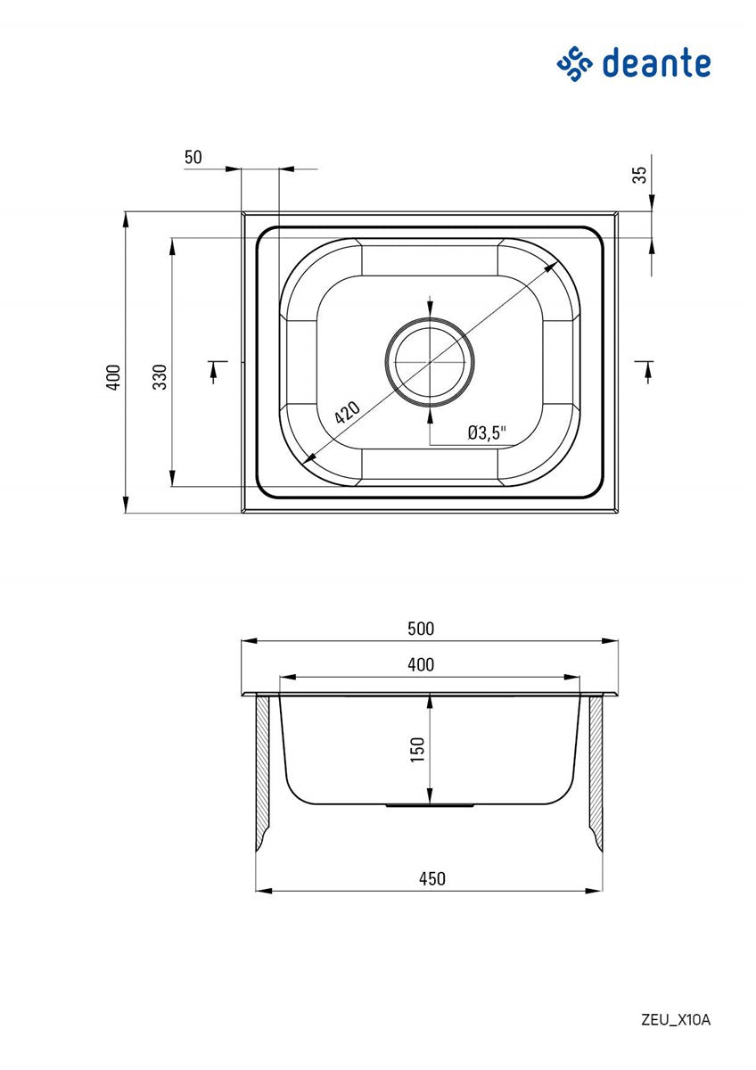 Deante Techno Stahlspülbecken, 1-Becken Satin