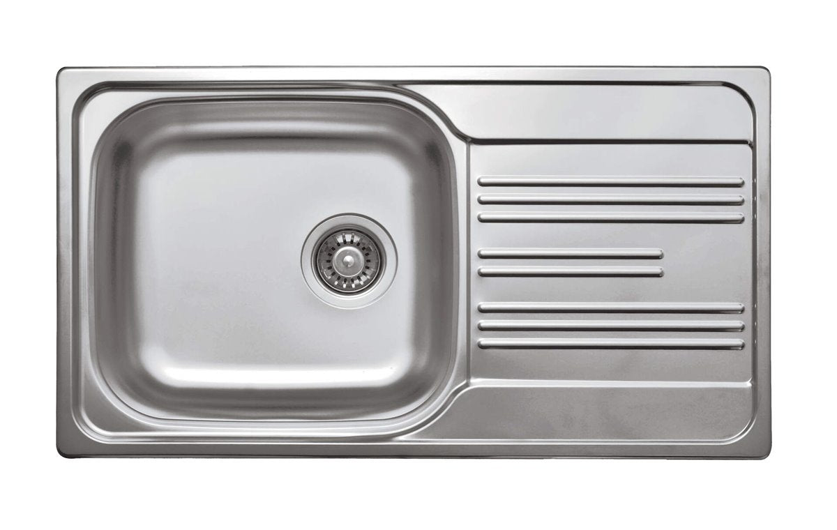 Deante Xylo Stahlspülbecken, 1-Becken mit Abtropffläche Satin