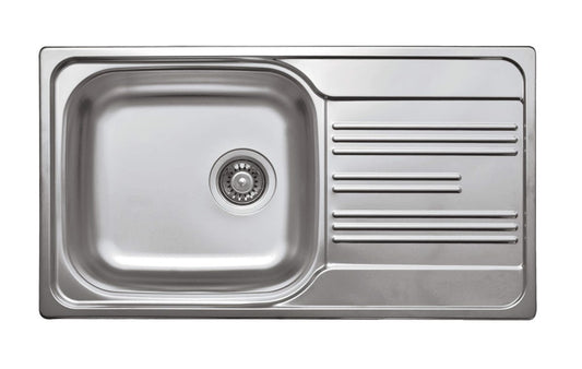 Deante Xylo Stahlspülbecken, 1-Becken mit Abtropffläche Satin