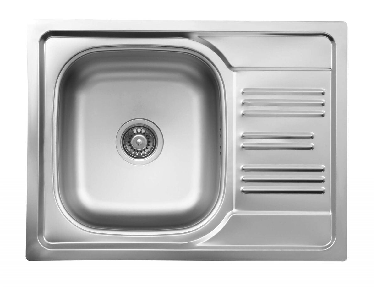 Deante Xylo Stahlspülbecken, 1-Becken mit Abtropffläche Satin