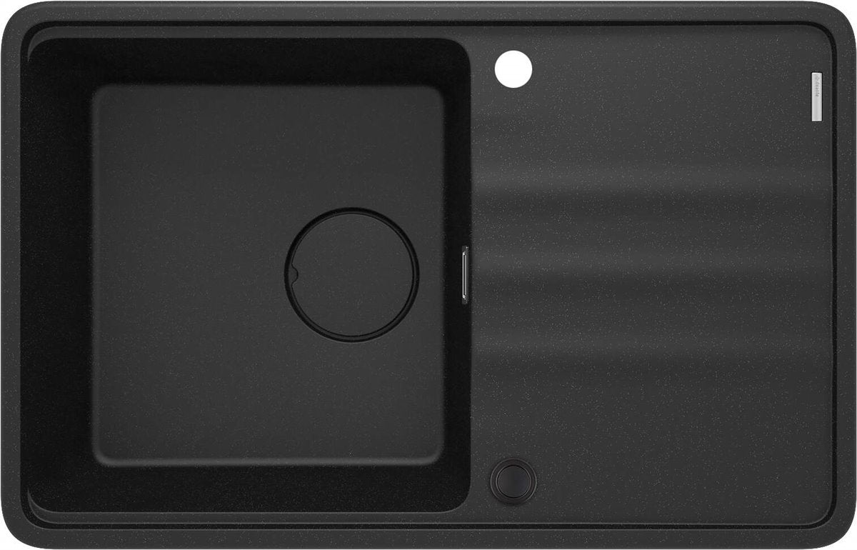 Deante Momi Granitspülbecken, 1-Becken mit Abtropffläche Graphit Metalic