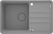 Deante Momi Granitspülbecken, 1-Becken mit Abtropffläche Grau metallic