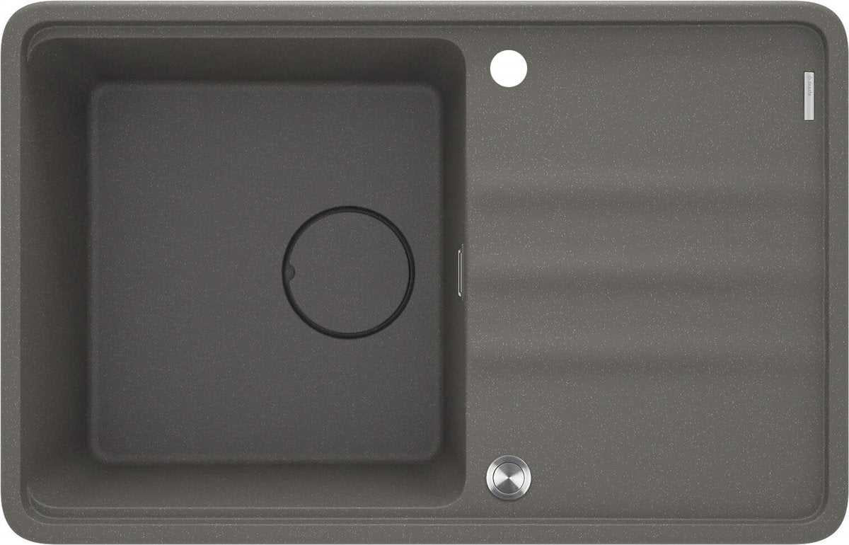 Deante Momi Granitspülbecken, 1-Becken mit Abtropffläche Anthrazit Metallic