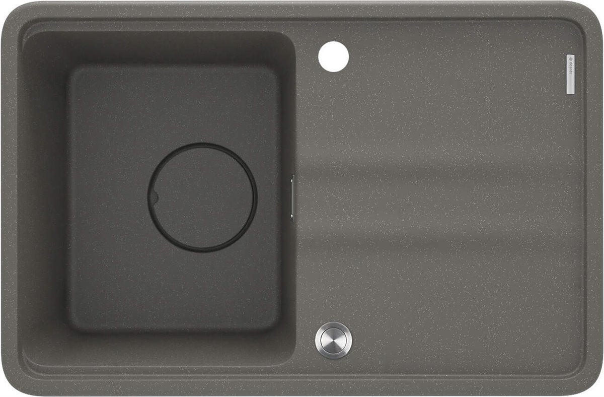 Deante Momi Granitspülbecken, 1-Becken mit Abtropffläche Anthrazit Metallic