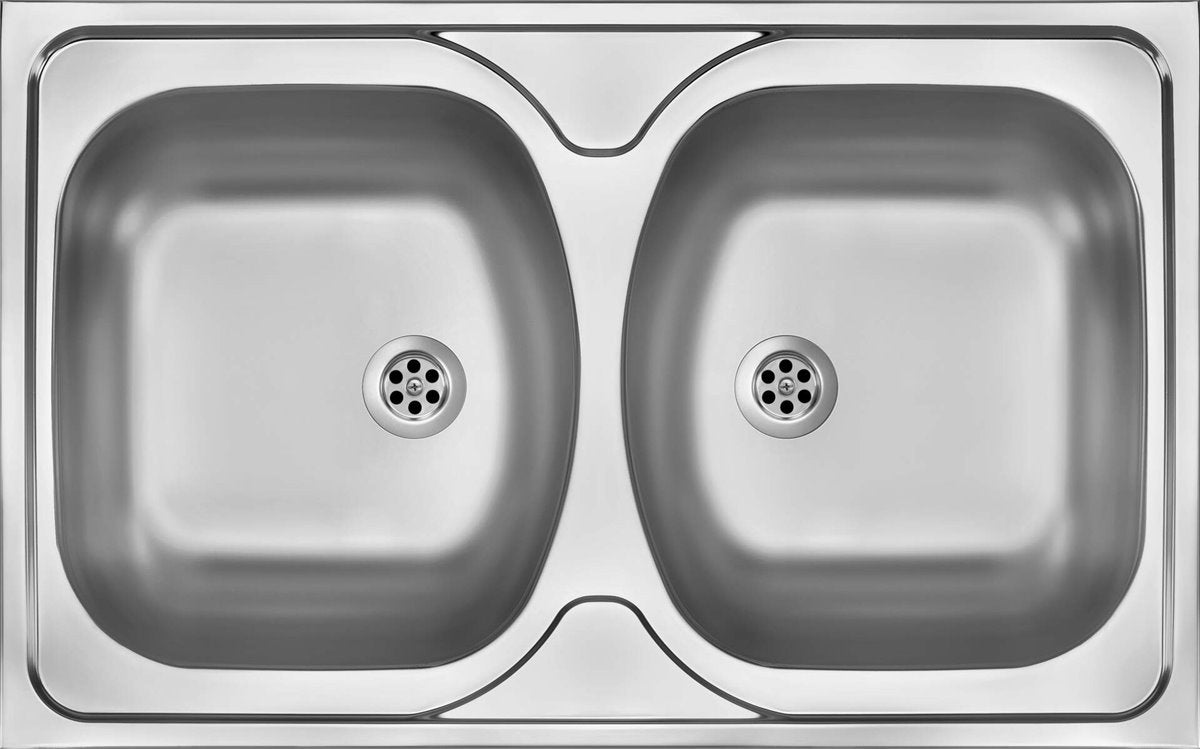 Deante Tango Stahlspülbecken, 2 - Becken - aufgesetzt Satin