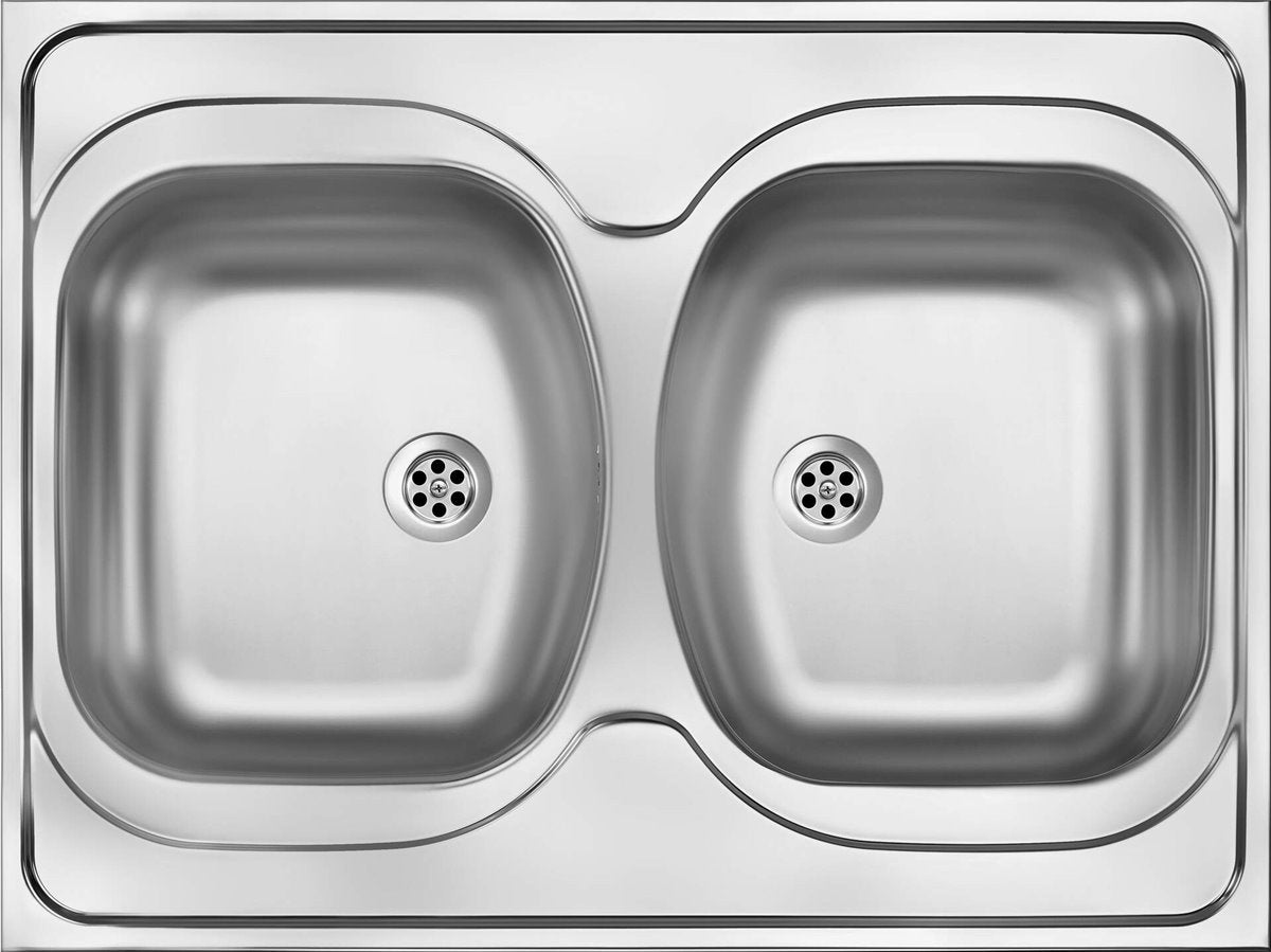 Deante Tango Stahlspülbecken, 2 - Becken - aufgesetzt Satin