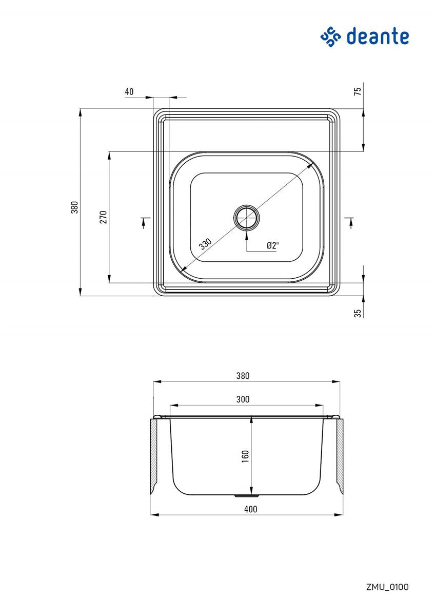 Deante Techno Stahlspülbecken, 1-Becken Satin