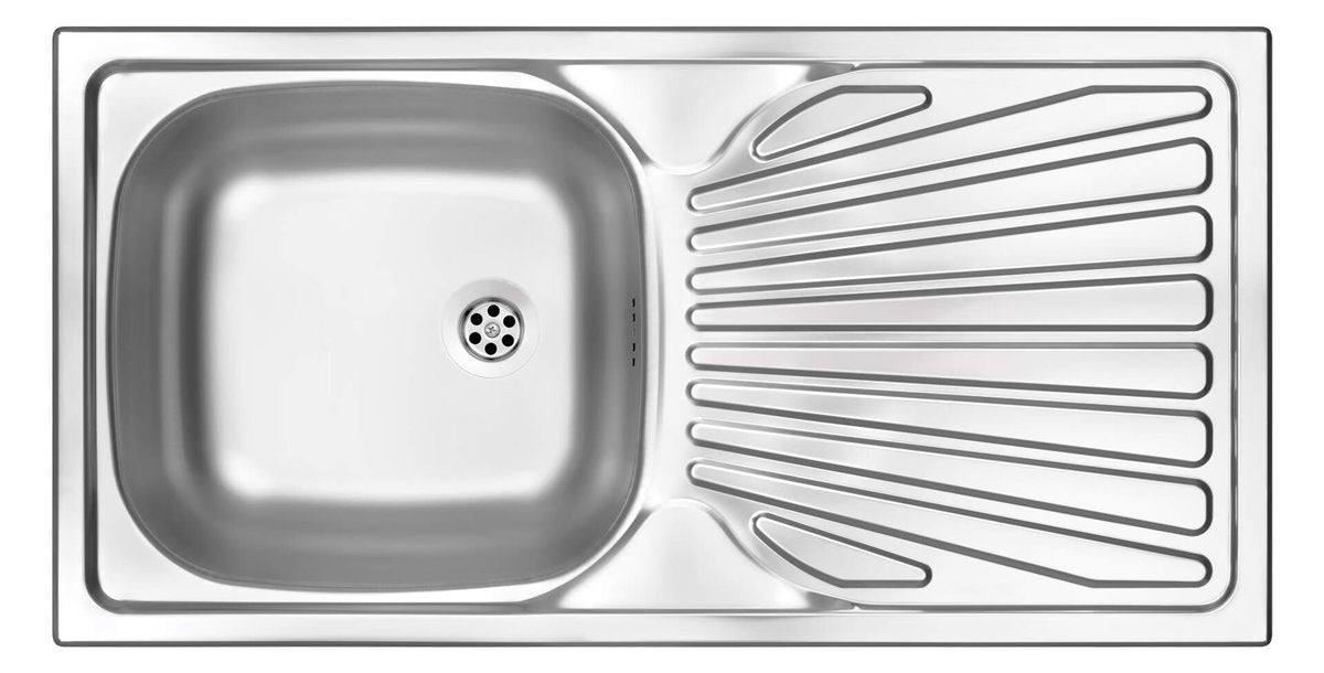 Deante Techno Stahlspülbecken, 1-Becken mit Abtropffläche Satin