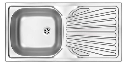 Deante Techno Stahlspülbecken, 1-Becken mit Abtropffläche Satin