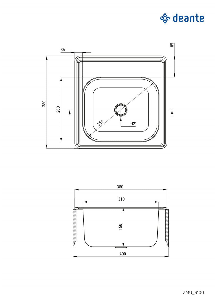 Deante Techno Stahlspülbecken, 1-Becken Dekor