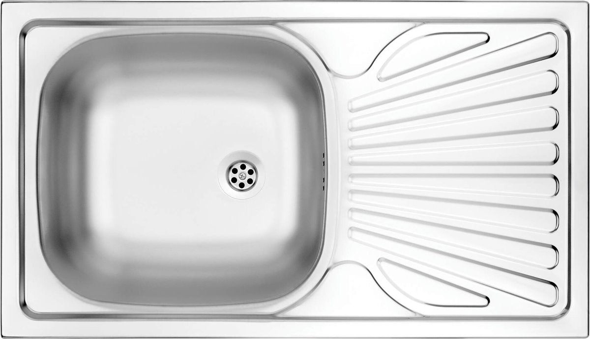 Deante Techno Stahlspülbecken, 1-Becken mit Abtropffläche Satin