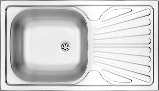 Deante Techno Stahlspülbecken, 1-Becken mit Abtropffläche Dekor