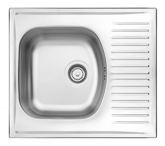 Deante Techno Stahlspülbecken, 1-Becken mit Abtropffläche Dekor