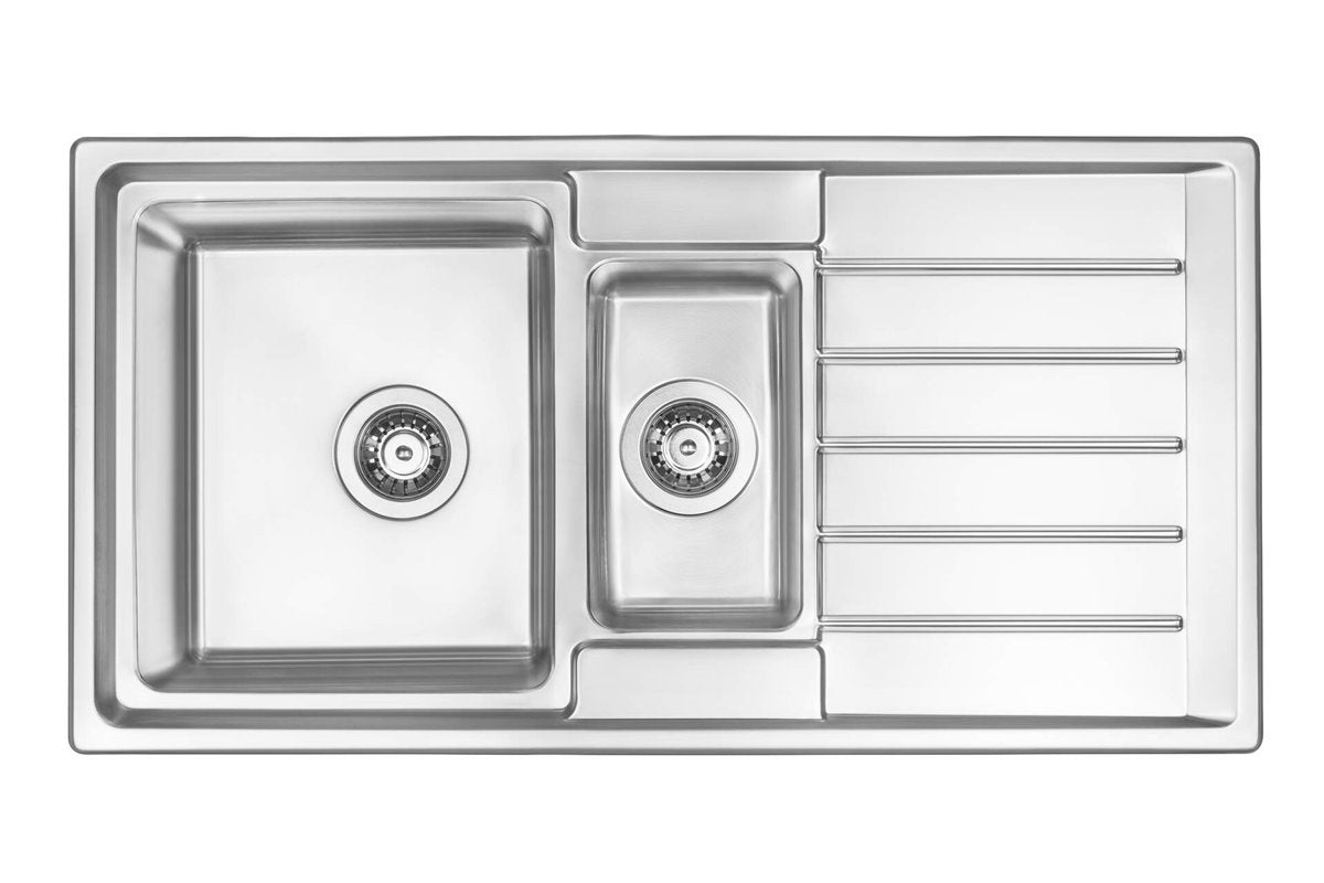 Deante Avior Stahlspülbecken, 1.5-Becken mit Abtropffläche Satin