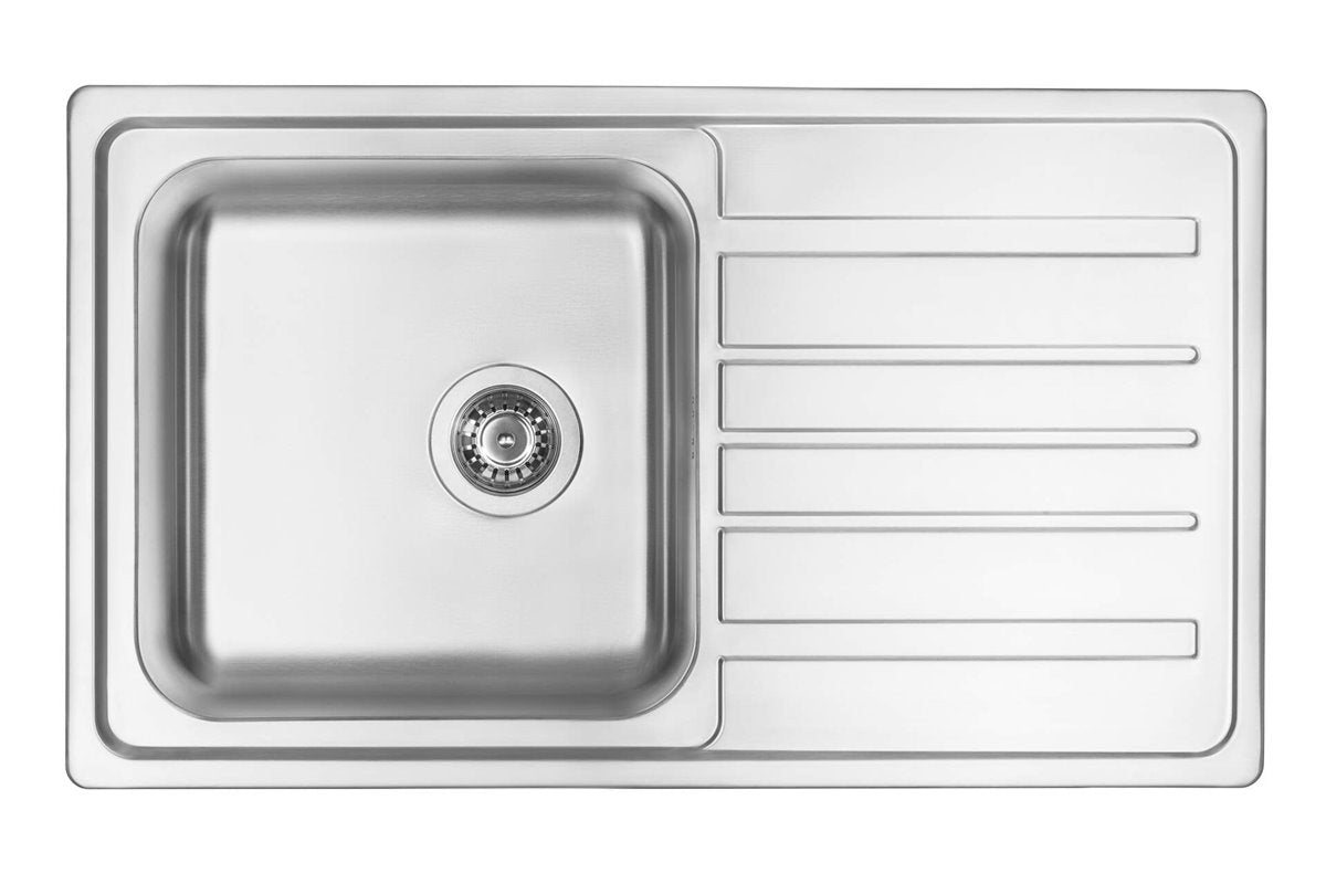 Deante Virgo Stahlspülbecken, 1-Becken mit Abtropffläche Satin