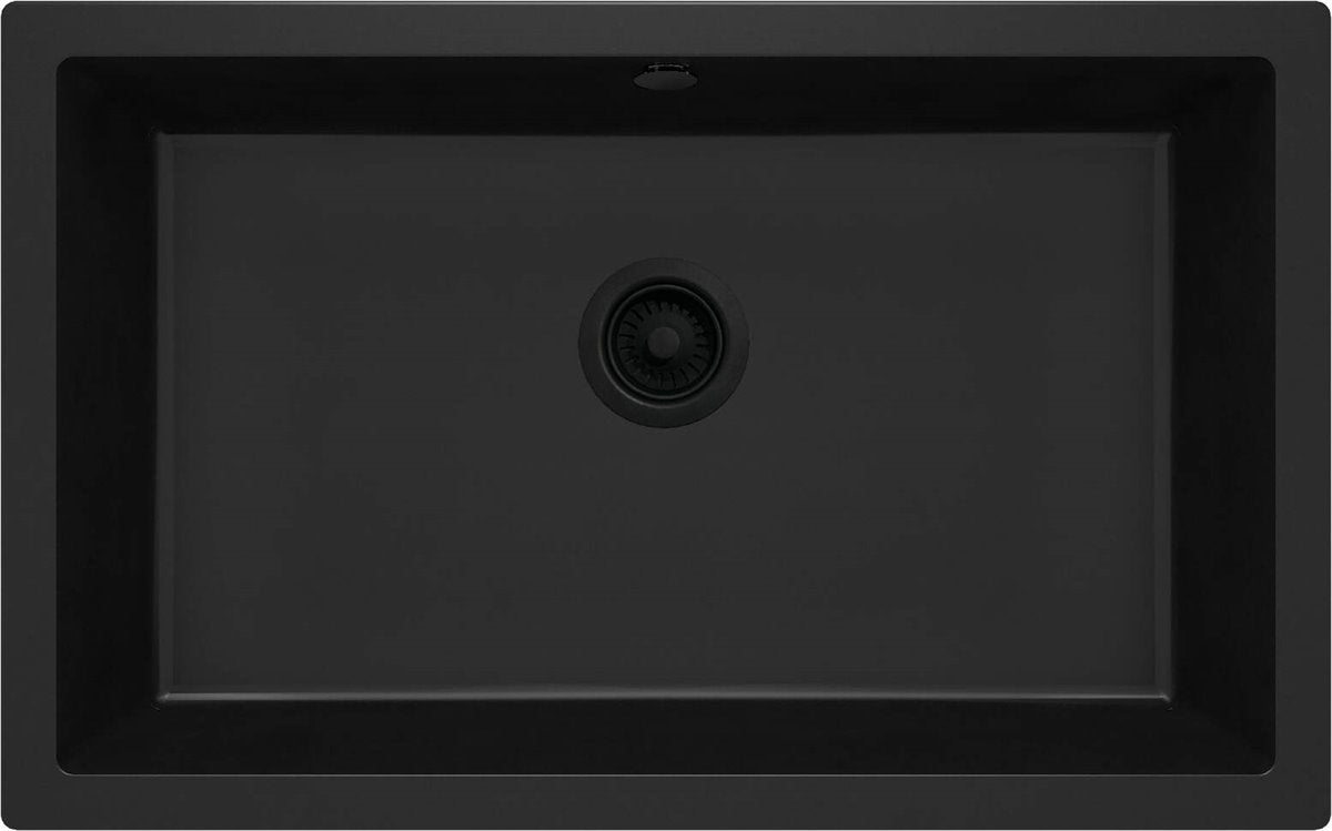 Deante Corda Granitspülbecken, 1-Becken, Unterbau Nero