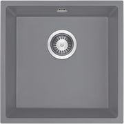 Deante Corda Granitspülbecken, 1-Becken, Unterbau Grau metallic