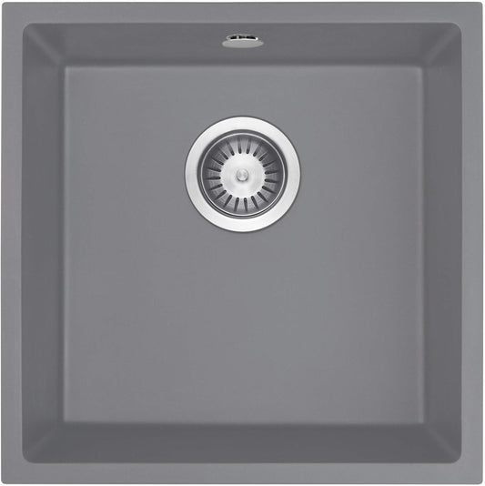 Deante Corda Granitspülbecken, 1-Becken, Unterbau Grau metallic
