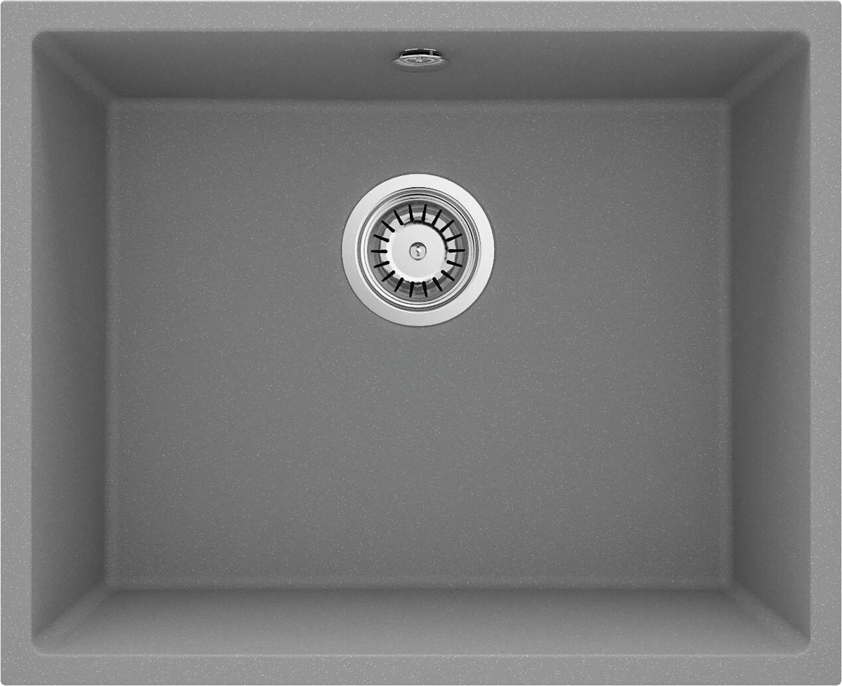 Deante Corda Granitspülbecken, 1-Becken, Unterbau Grau metallic