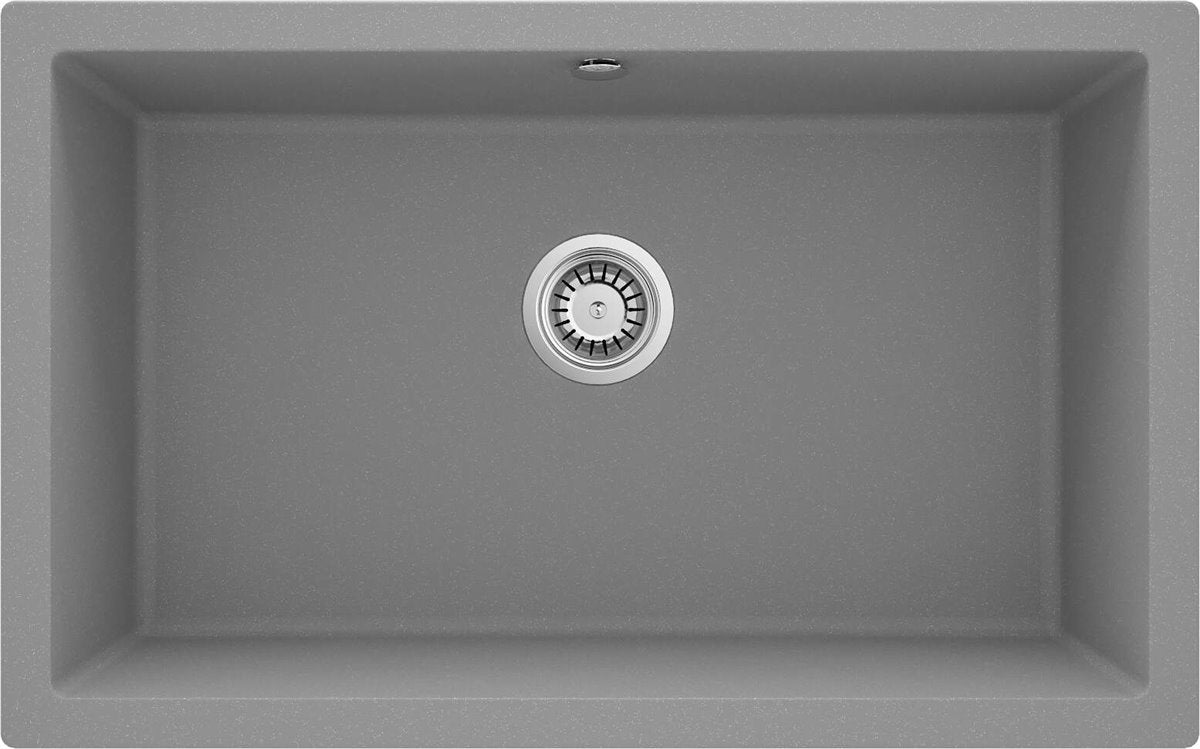Deante Corda Granitspülbecken, 1-Becken, Unterbau Grau metallic