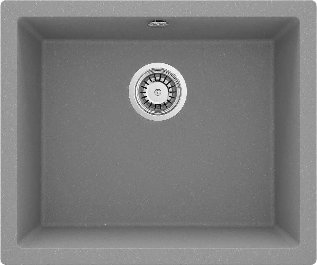 Deante Corda Flush Granitspülbecken, 1-Becken - Flächenbündige Montage Grau metallic